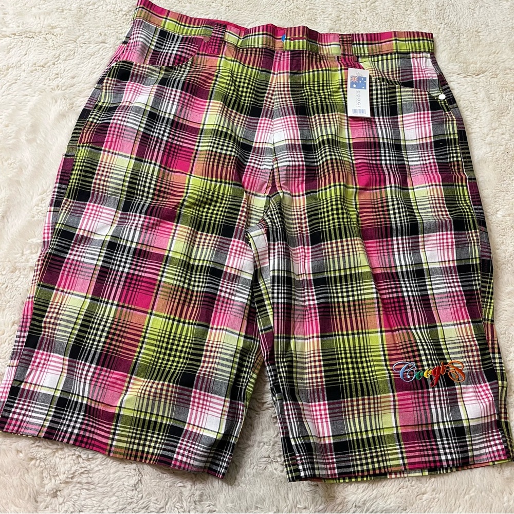 COOGI Australia Shorts Mens 42 Classic Plaid Striped Vintage Embroidered New!